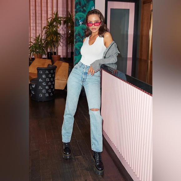 NWT REVICE Ex-Boyfriend Denim Jeans Player One Wash Butt Slit - Picture 2 of 11